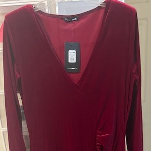 Velvet dress wine color size large